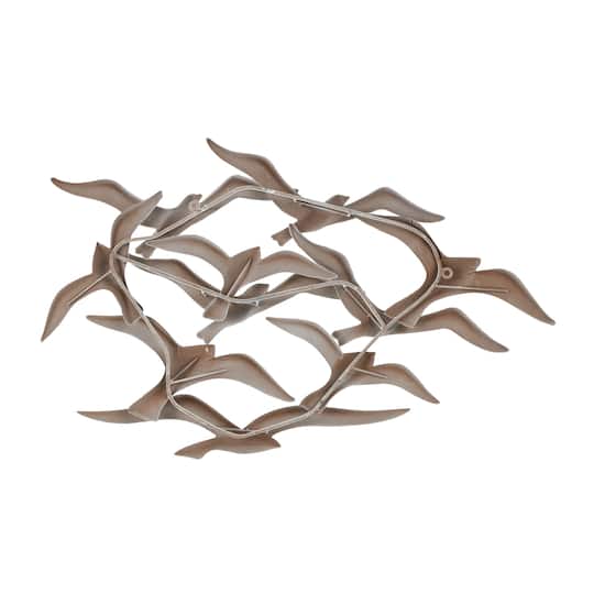 38" Blue Metal Bird Wall Décor with Brown Distressed Accents